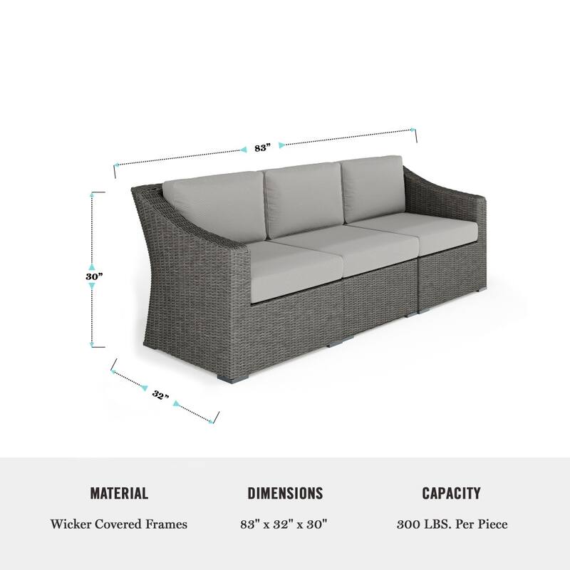 Martha Stewart 4pc Outdoor Rattan Wicker Patio Conversation Set with All-Weather Cushions - 33"W x 32"D x 29.5"H