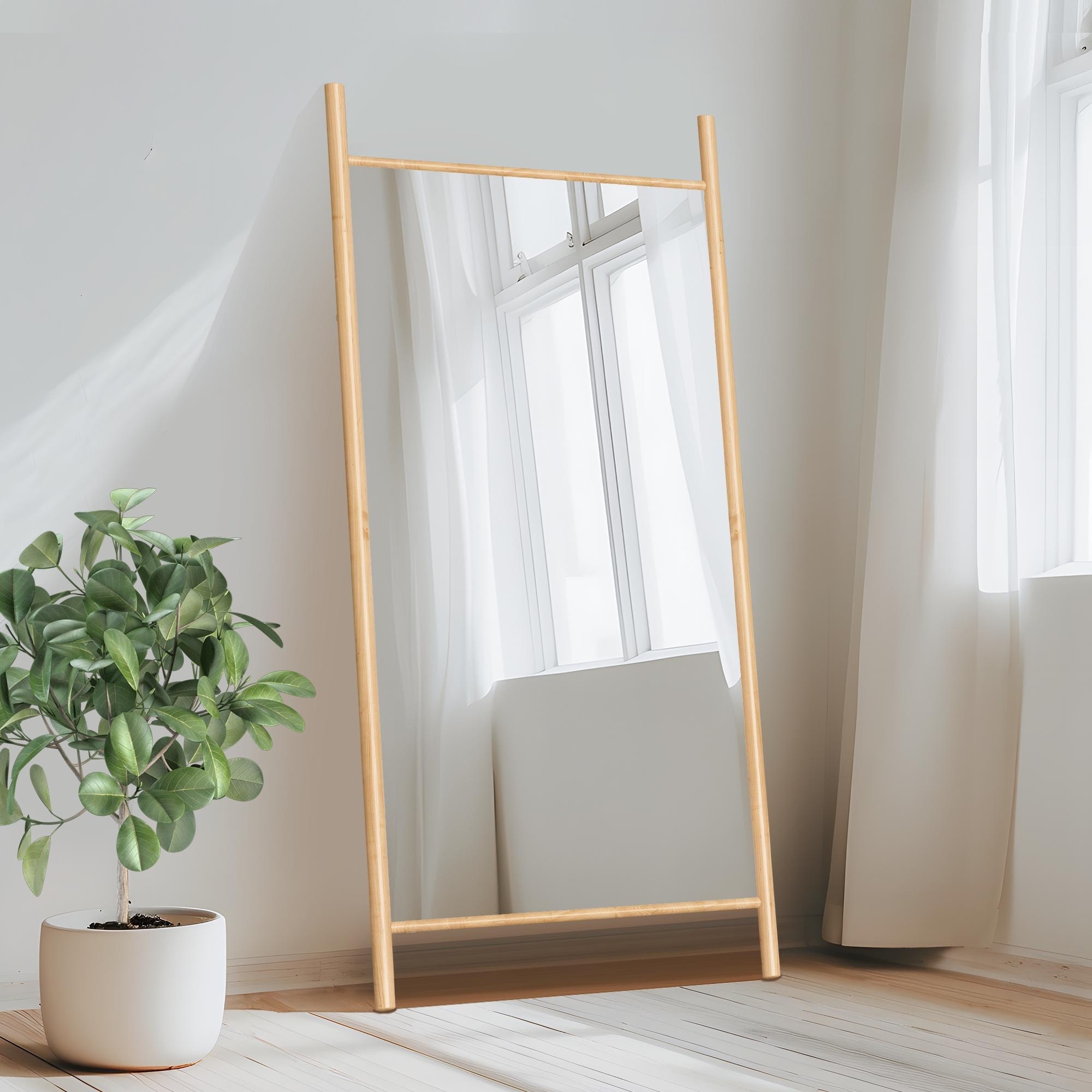 Wooden Frame Ladder-Style Wall Mirror full length mirror