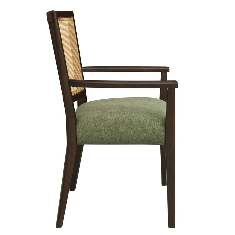 Christopher Knight Home - Harrison Mid-Century Upholstered Arm Dining Chair Set of 2 with Rattan Back