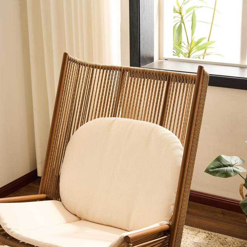 Christopher Knight Home - Modern Outdoor Rocking Chair with PE Rattan and Accent Side Table Set