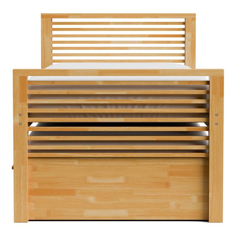 Furniture of America Ogden Modern Light Oak Solid Wood Kids Captain Bed with Trundle and USB Port