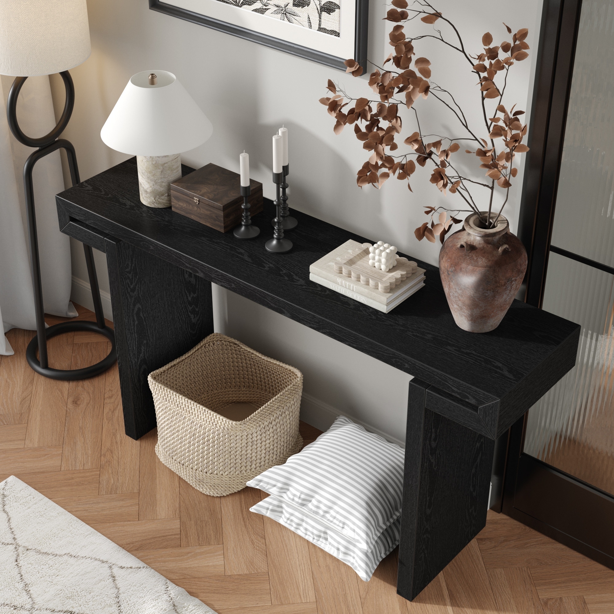 Rustic Farmhouse Console Table,Distressed Wood Finish Entryway Sofa Side Table for Living Room,Hallway