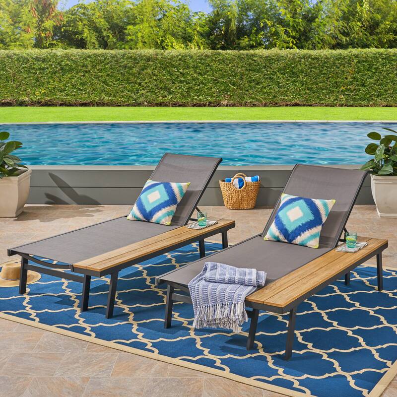 Waterloo Outdoor Chaise Lounge with Side Table (Set of 2) by Christopher Knight Home