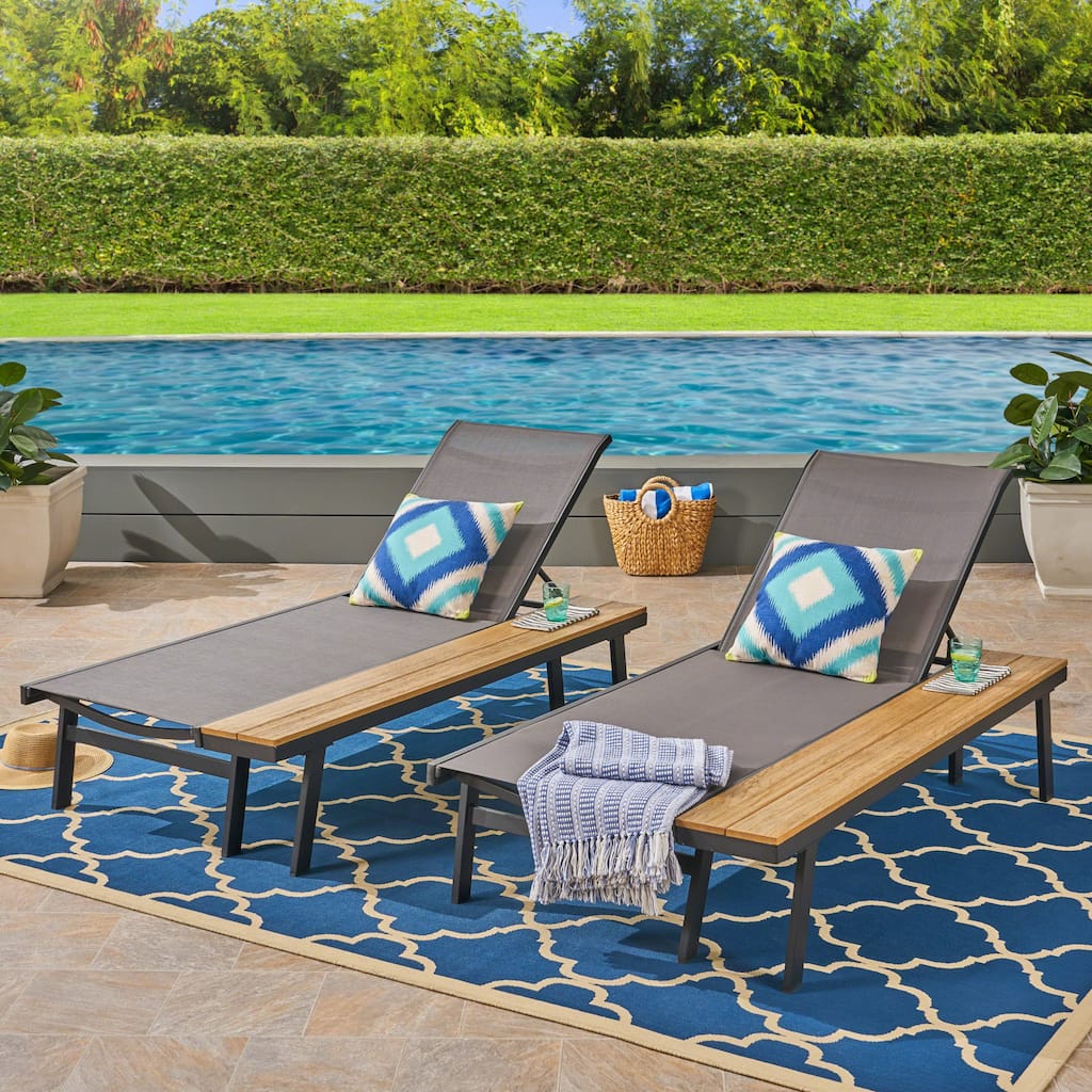 Waterloo Outdoor Chaise Lounge with Side Table (Set of 2) by Christopher Knight Home