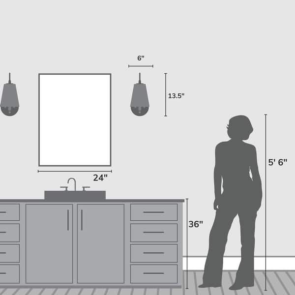 dimension image slide 1 of 2, Hunter Valley Park 1-Light Wall Sconce - Hallway, Bedroom, Bathroom - Contemporary, Transitional - Adjustable