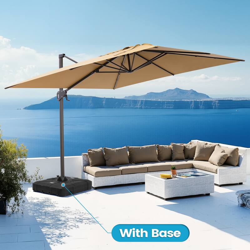Crestlive Products Outdoor 10ft Patio Cantilever Offset Umbrella with Base