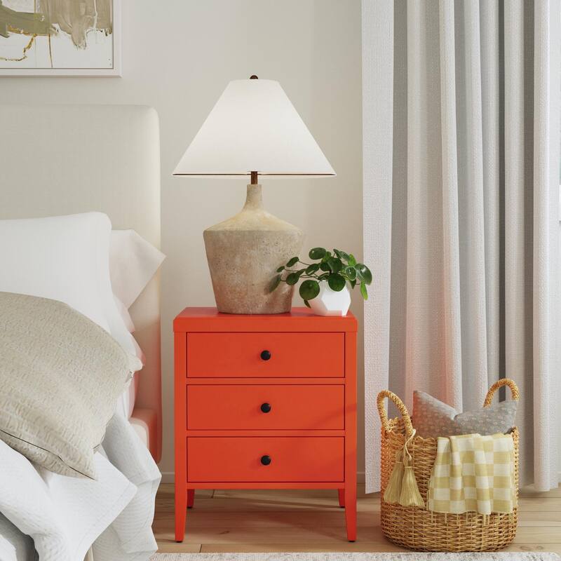 Painted Wood Storage Nightstand With Drawers by East at Main - Orange
