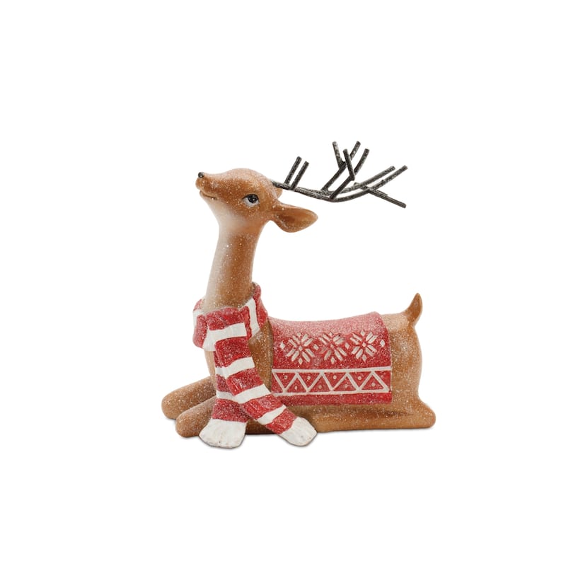 Set of 3 Resin Deer Figurines for Holiday Decor Indoor Use Christmas Gift - 5.25” x 2.25” x 8.5”
