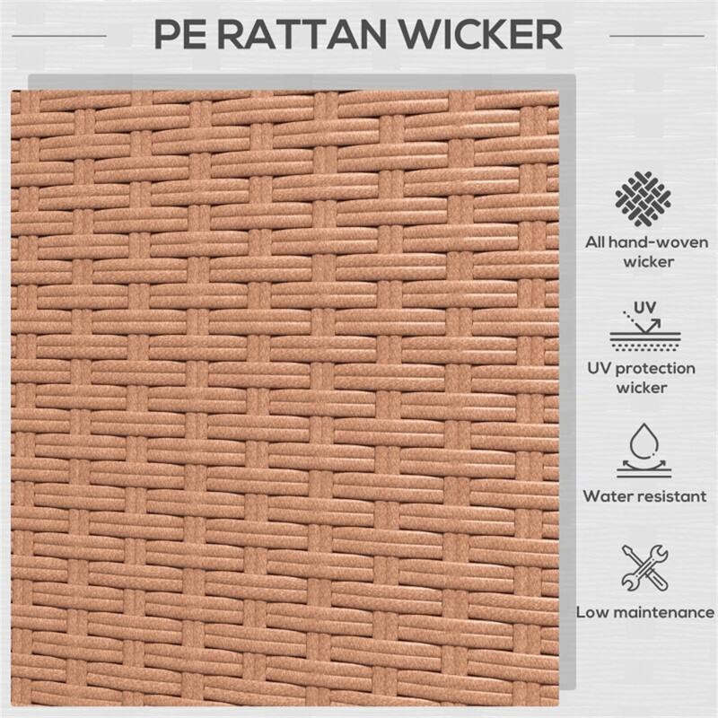 3-Seater Outdoor Rattan Sofa PE Wicker Galvanized Steel Frame Patio Deck Garden Couch with Cushions and Pillows