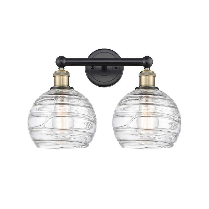 Innovations Lighting Athens Deco Swirl - 2 Light 17" Bath Vanity Light - Black Antique Brass/Clear Deco Swirl