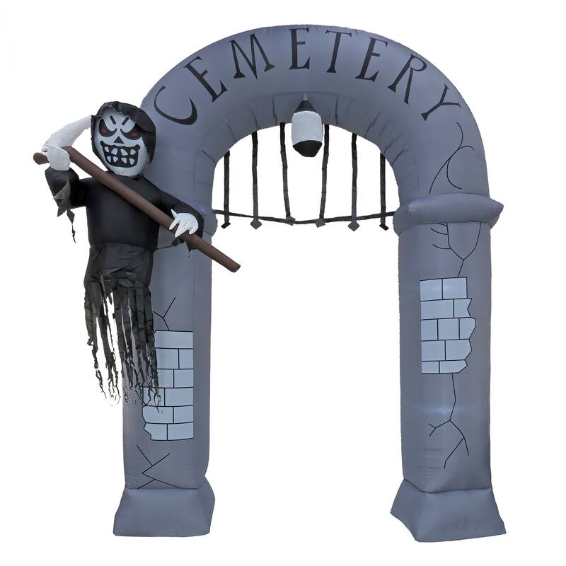 National Tree Company 12 ft. Inflatable Halloween Ghost Arch, 7 White LED Lights- UL