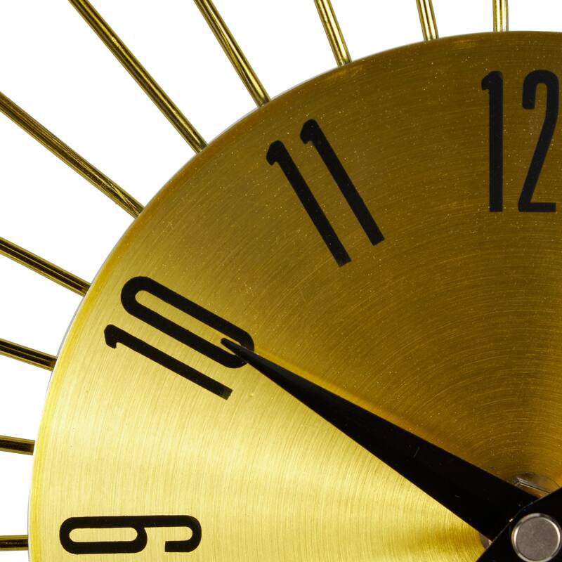 Gold / Copper / or Silver Iron Metal Starburst Sun Glam Wall Clock