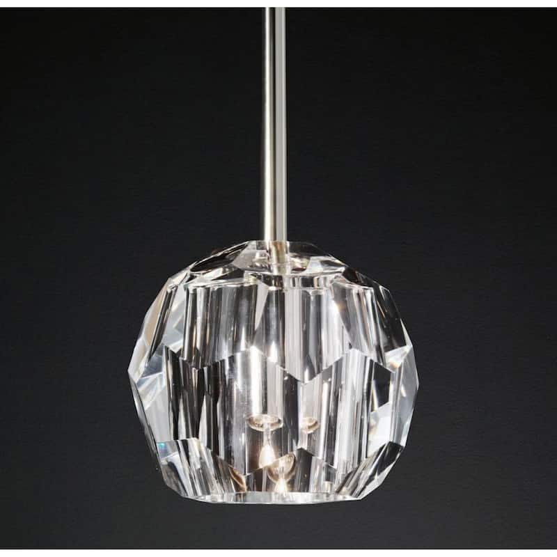 Polished Nickel Metal Pendant Light With Crystal Shade