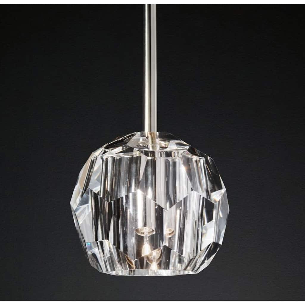 Polished Nickel Metal Pendant Light With Crystal Shade