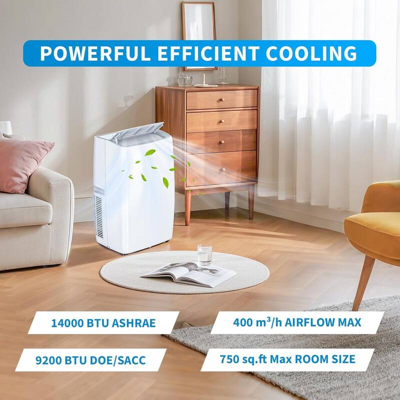 Portable Air Conditioner for Indoor Rooms, 3-In-1 AC Unit for Bedroom