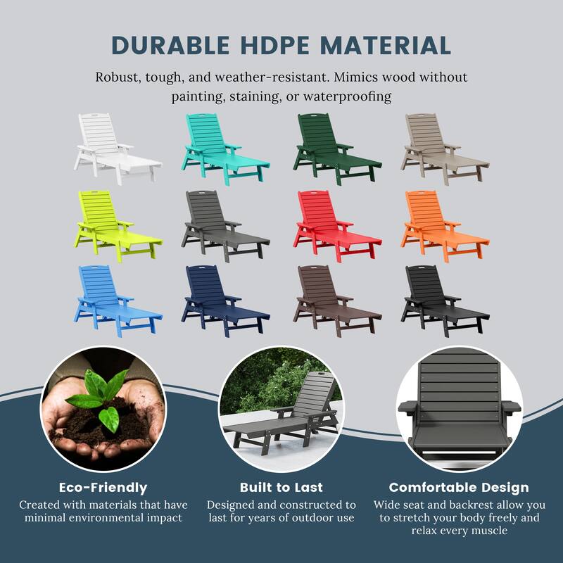 Laguna Hdpe All Weather Outdoor Patio Pool Reclining Chaise Lounge