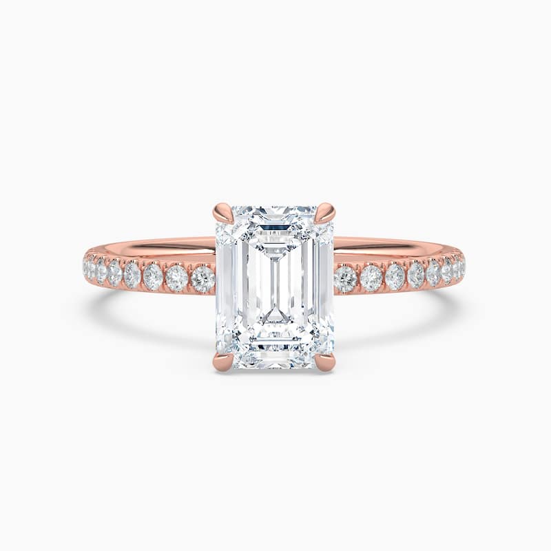 Auriya 14k Gold Emerald Lab Grown Floral Petal Diamond Accent Engagement Ring 1.00 to 5.00 ct. tw. (F-G, VS) - 5.5 - 5.00 carats - Rose