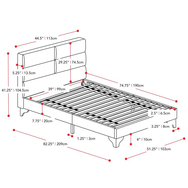 Bellevue Twin/Single Rectangle Panel Upholstered Bed