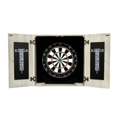 Drifter Bristle Dartboard and Solid Wood Cabinet Set - Driftwood Finish