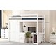 preview thumbnail 9 of 40, Loft Bed with Wardrobe Underneath, Computer Desk Built-in 3 Drawers, Open Storage Cabinet for Dorm Loft Wood Bed wSide Ladder