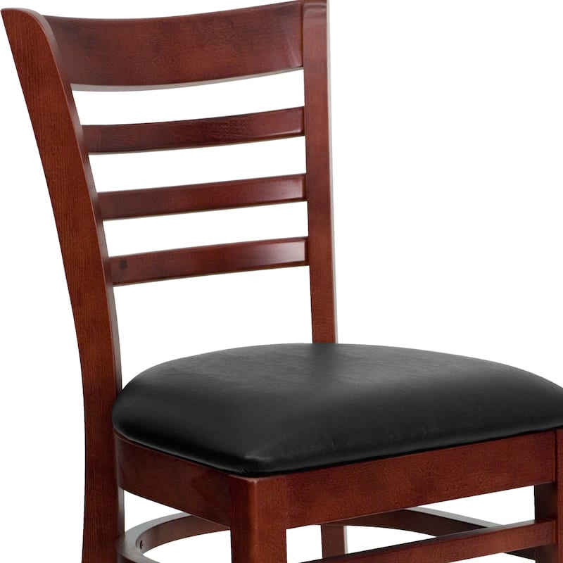 Ladder Back Wooden Restaurant Chair - 17.5"W x 20"D x 33.75"H