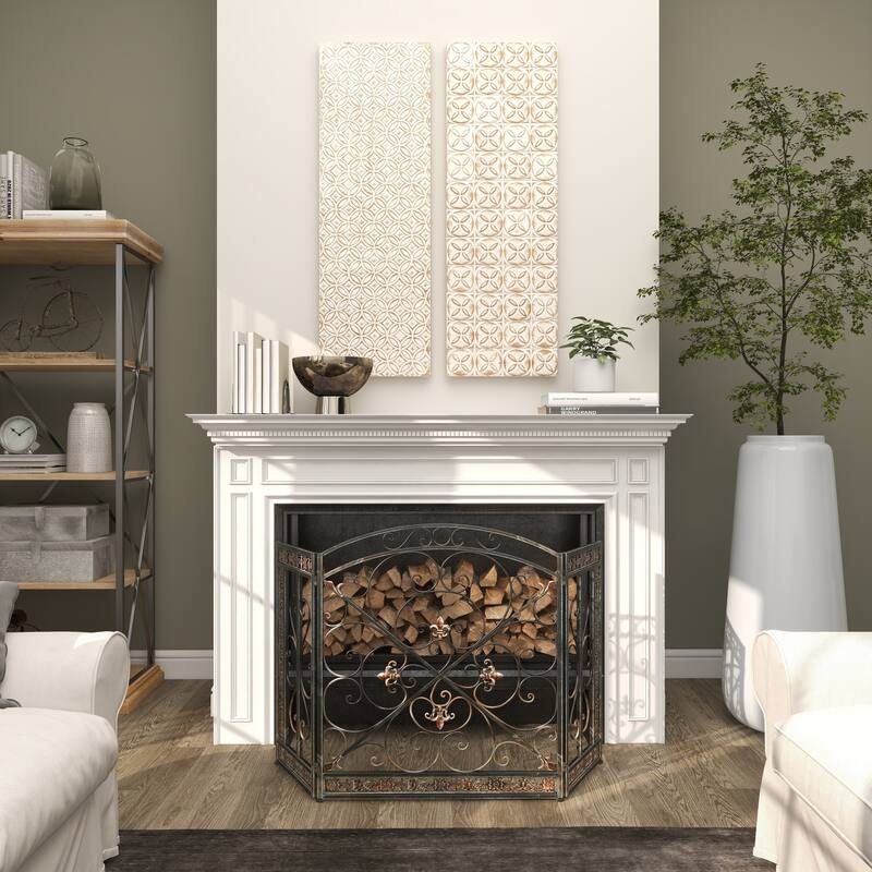 Green Metal Fireplace Screen