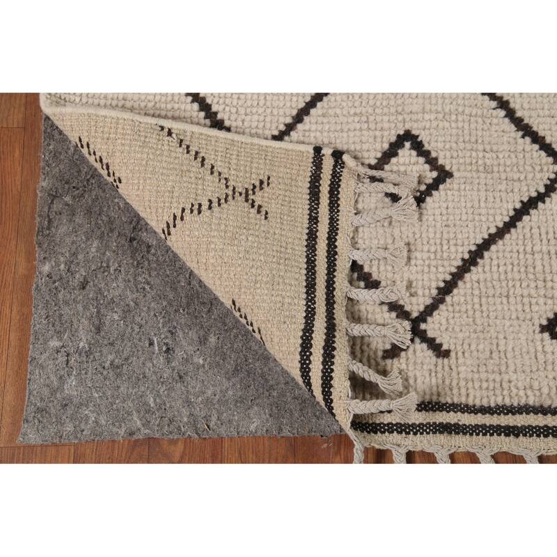 Trellis Geometric Moroccan Oriental Area Rug Handmade Wool Carpet - 7'9"x 10'10"