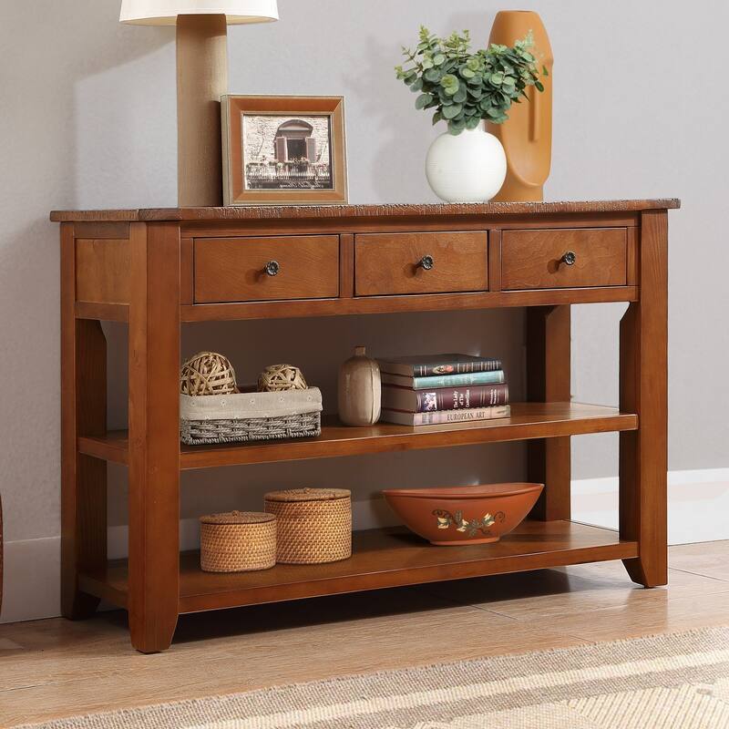 Modern Entryway Sofa Side Table Console Table with 3 Storage Drawers and 2 Shelves