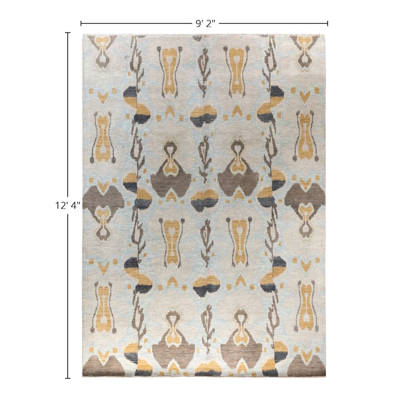 Ikat One-of-a-Kind Handmade Area Rug, Gray - 9' 2" x 12' 4"