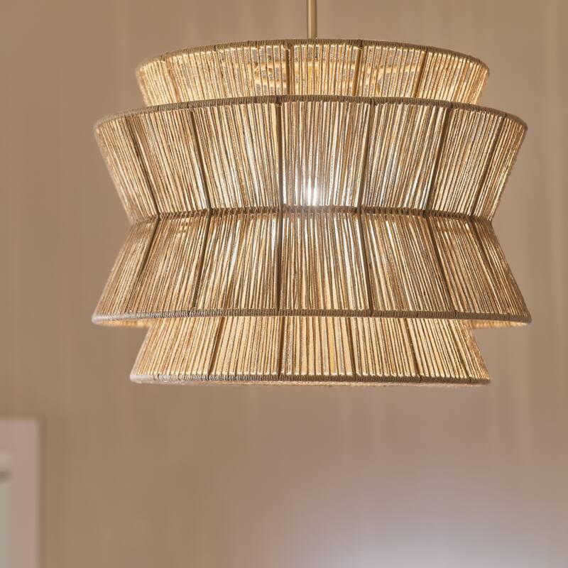 Kichler Lighting Ophira 22 Inch 1 Light Pendant with Jute Shade in Champagne Bronze