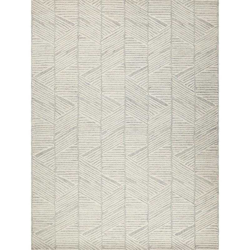 Exquisite Rugs Kascata Handmade Hand-tufted New Zealand Wool on Canvas Silver/Ivory Area Rug