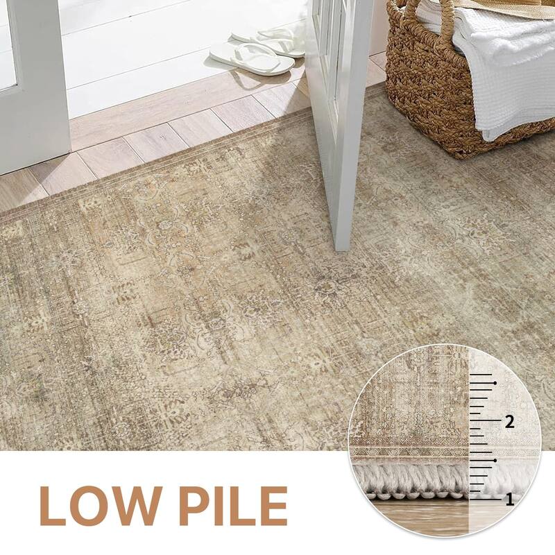 Mcow Retro Machine Washable Non Slip Vintage Area Rugs