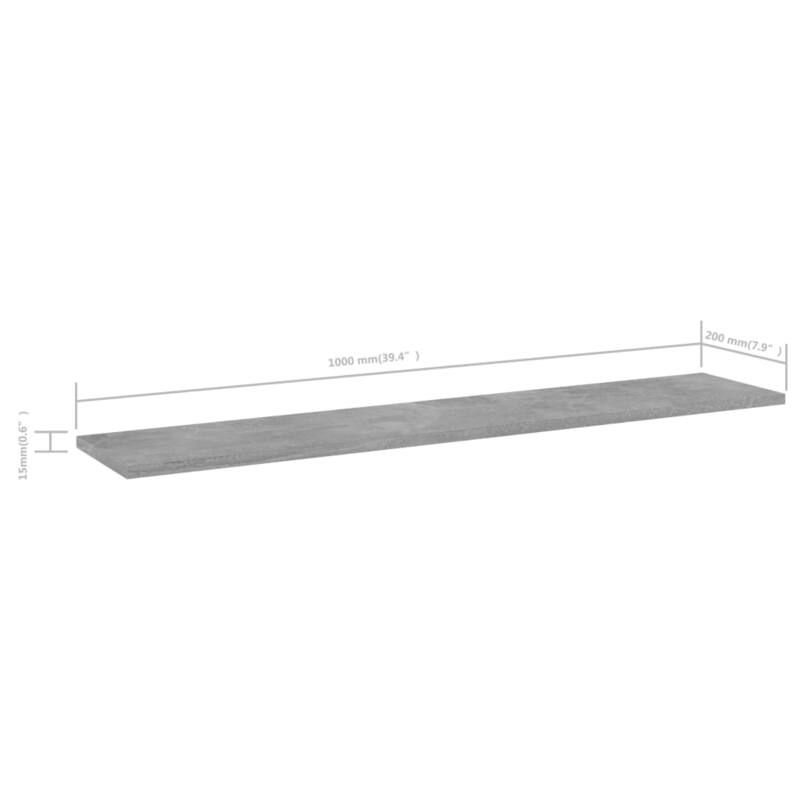 vidaXL Bookshelf Boards 8 pcs Concrete Gray 39.4"x7.9"x0.6" Chipboard