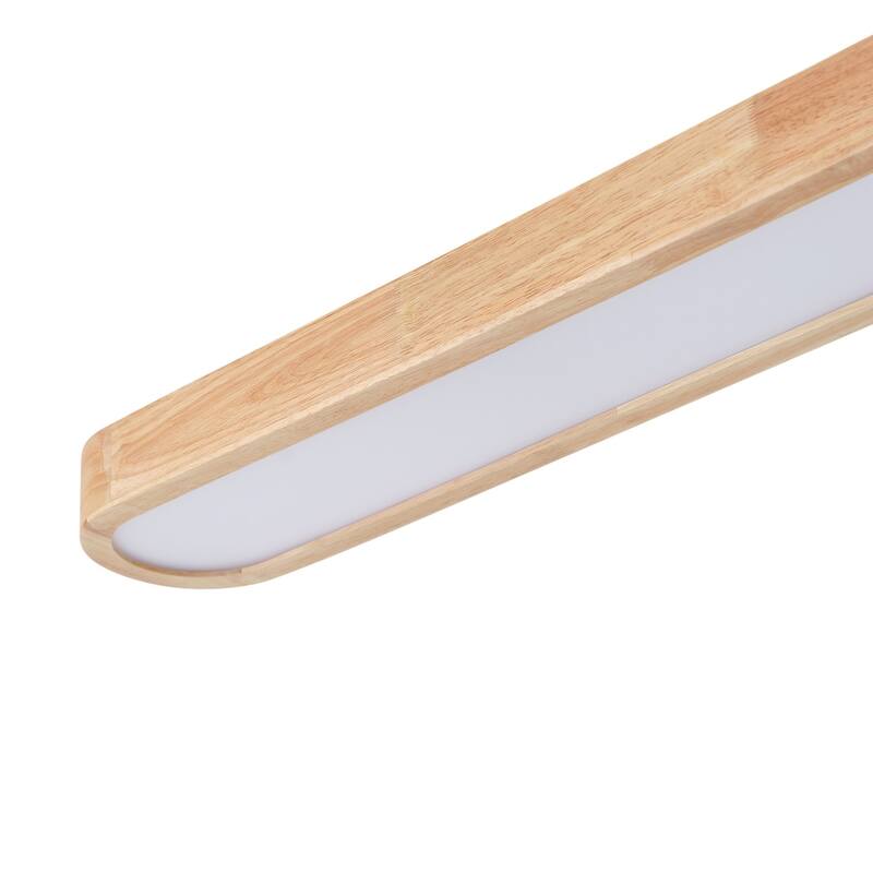 Modern LED Linear Ceiling Light Flush Mount Wood Finish 36 Inch Kitchen Dining Room - N/A