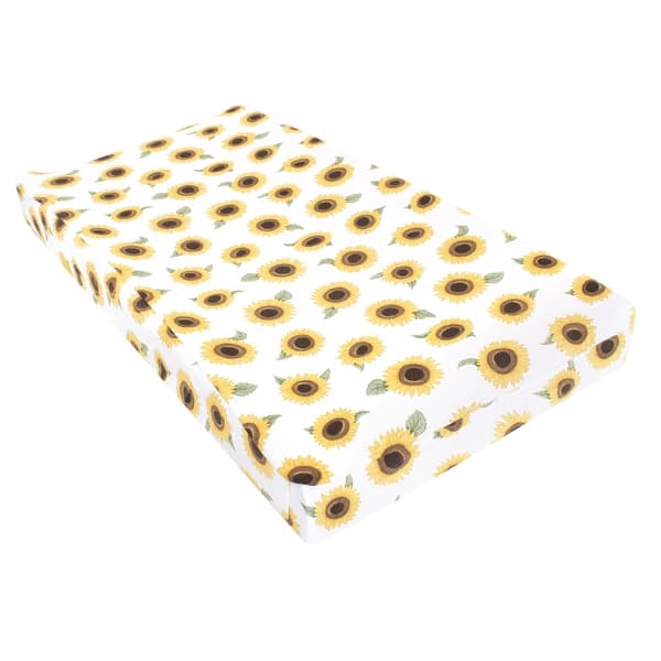 slide 1 of 1, Hudson Baby Infant Girl Changing Pad Cover, Sunflower, One Size - Sunflower Cotton - Sunflower