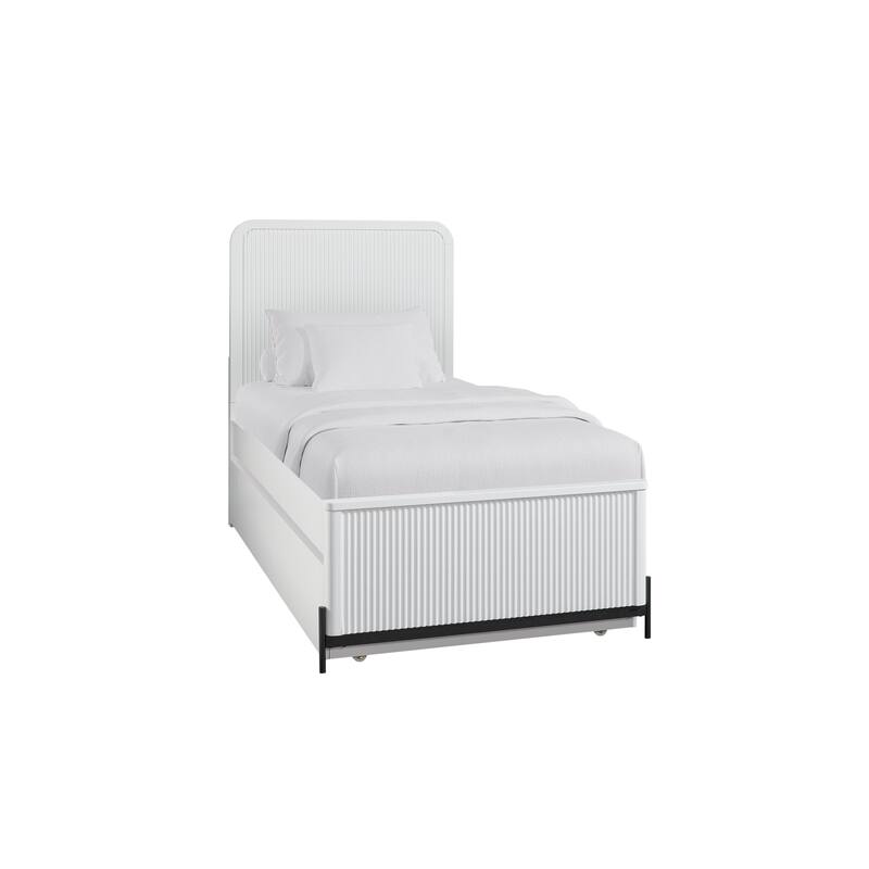 White Twin Trundle Bed with Reeded Fronts and Birch Veneer