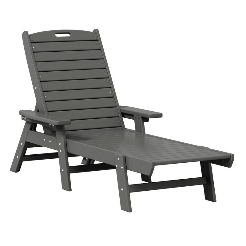 Laguna Hdpe All Weather Outdoor Patio Pool Reclining Chaise Lounge - Gray