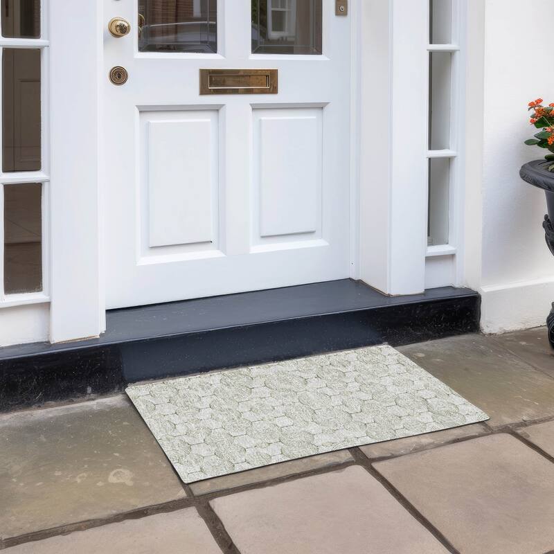 Machine Washable Indoor/ Outdoor Chantille Modern Decor Rug - Green - 1'8" x 2'6"