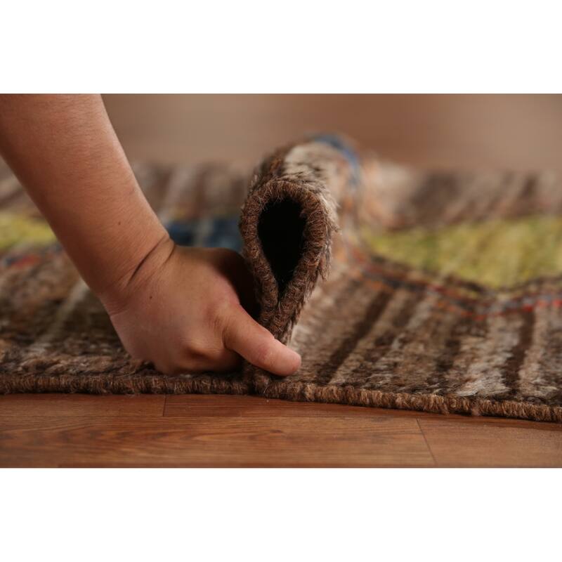 Geometric Moroccan Oriental Runner Rug Hand-Knotted Wool Carpet - 3'6" x 12'6"