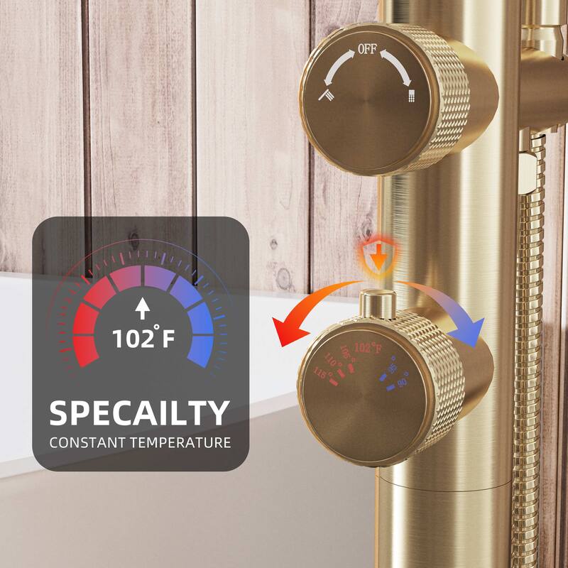 Modland Freestanding Thermostatic Bathtub Faucet with Hand Shower Outdoor 316 Stainless Steel