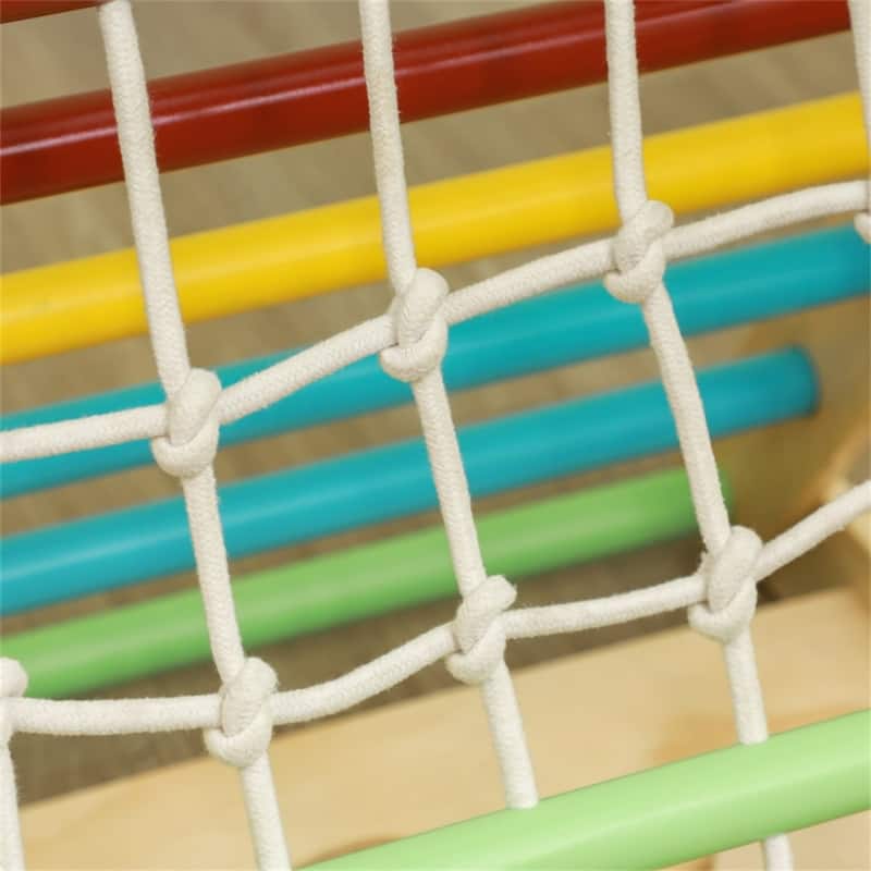 5-in-1 Kids Climber Set with Slide Triangle Climber Sandbags Indoor Play for Toddlers 18-48 Months Multicolored Pinewood