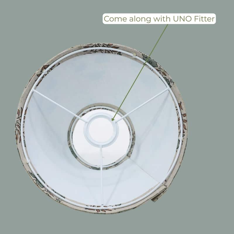 Fabdivine Mayra Handmade Green Pure Linen Floral Block Print Lampshade - Bohemian Table Lamp Shade for Home Décor