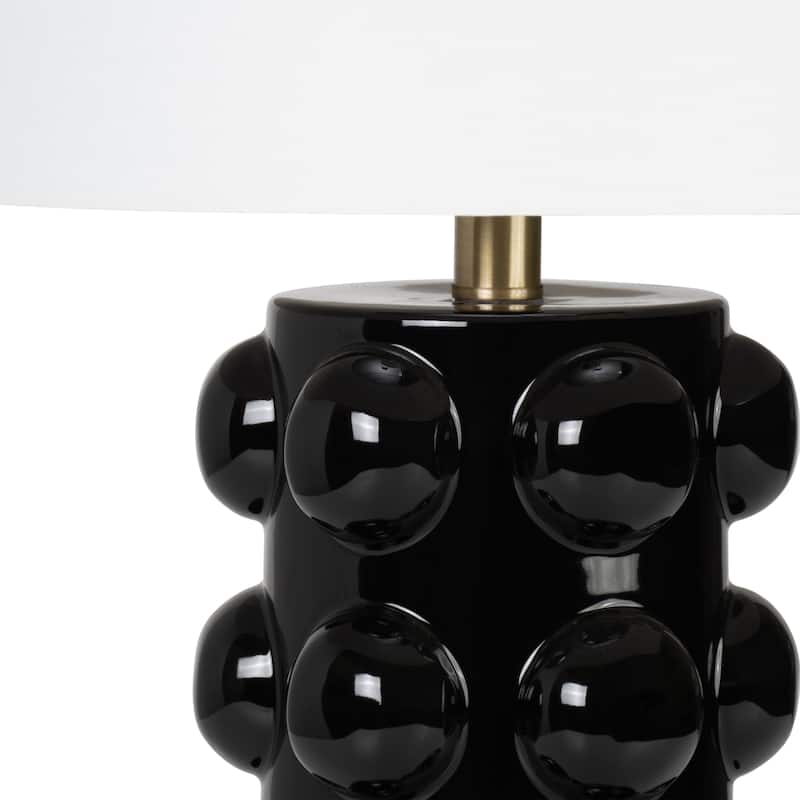 Sagebrook Home Neutral Textured Modern Ceramic, Bubble Table Lamp, Black - 14" x 14" x 22"
