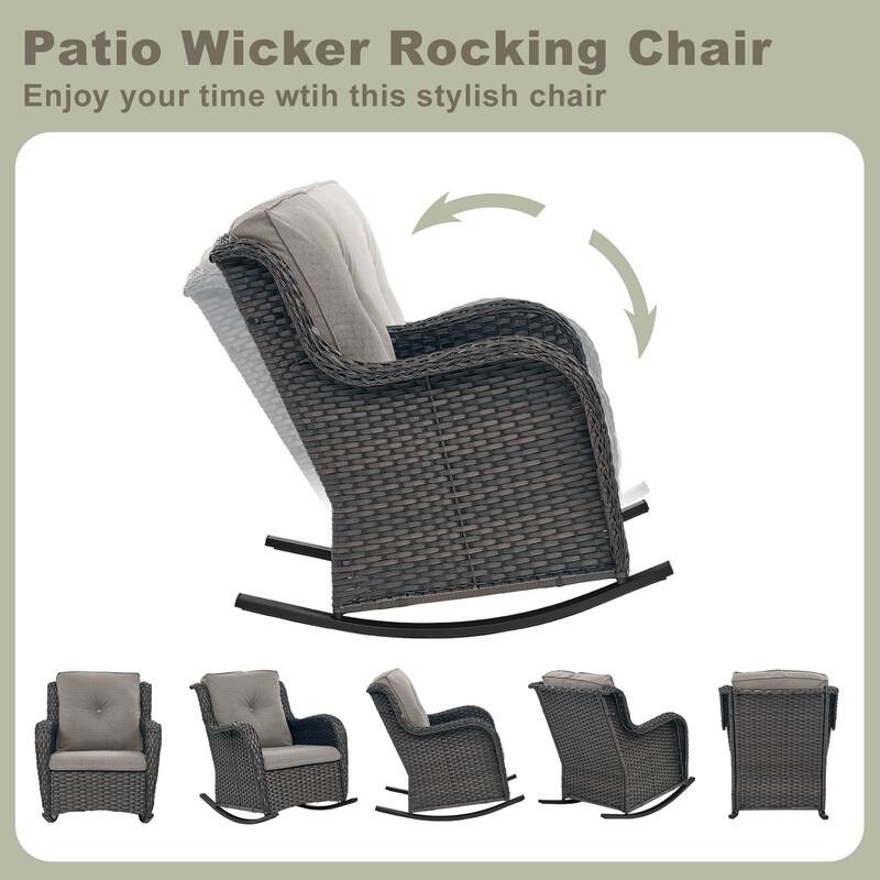 Patio Rocking Chair with Comfortable Cushions