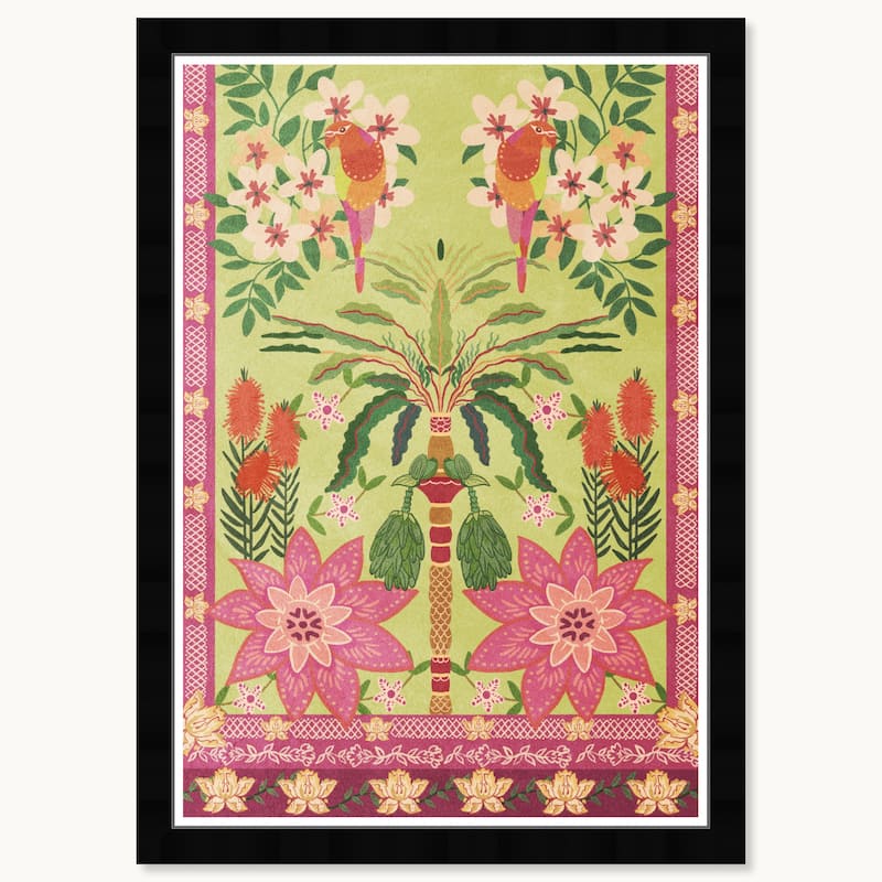 Wynwood Studio Jungle Tapestry Ii Framed Tropical Chinoiserie Art Prints - 15 x 21 - Black