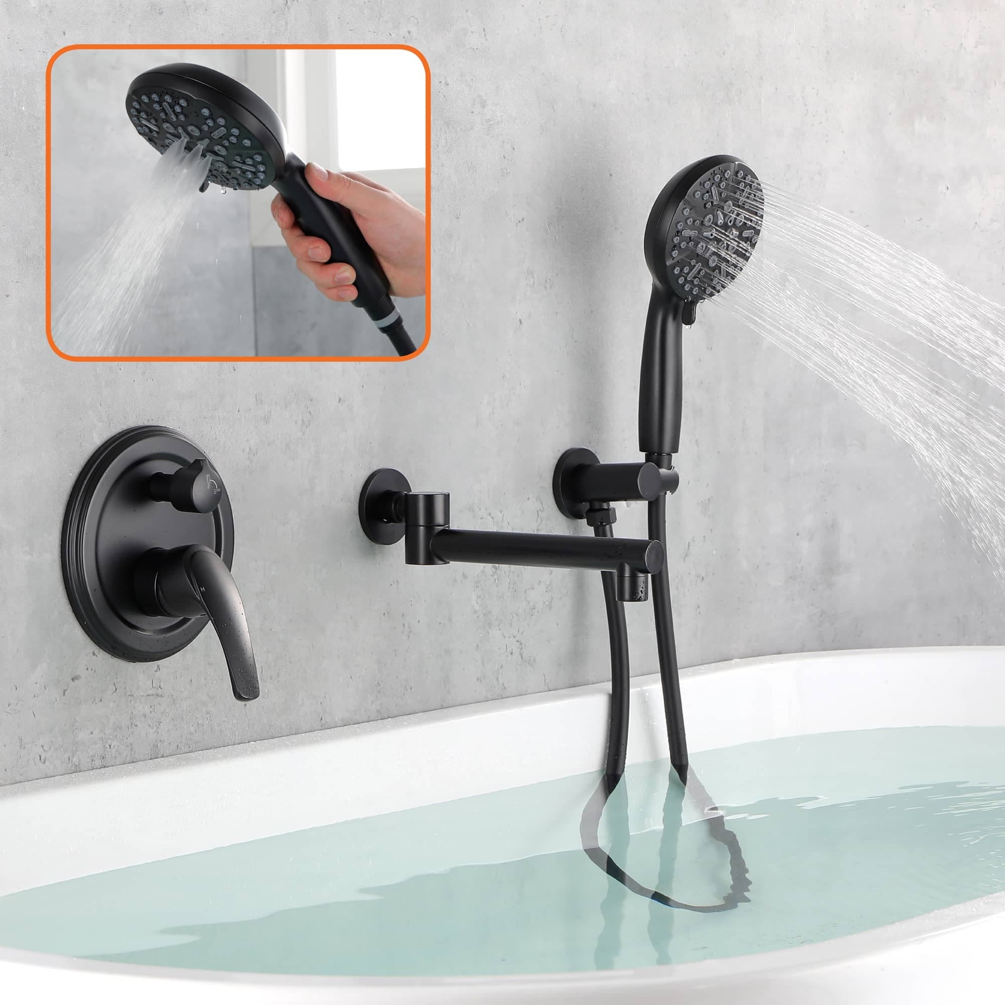 Bathtub faucet with shop sprayer