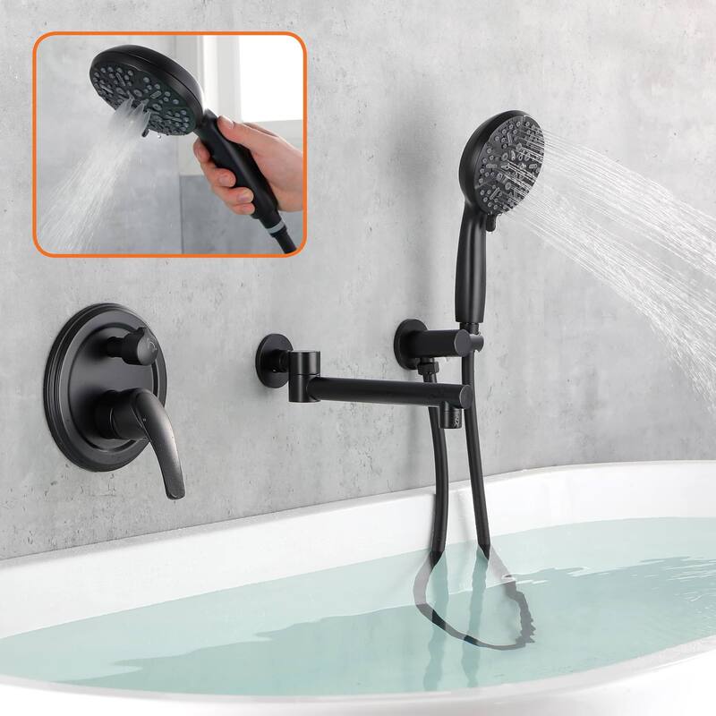 Wall Mounted Tub Filer With Hand Shower Single Handle Tub Faucet With sprayer Modern Bathtub Faucet Set With Tub Spout And Valve