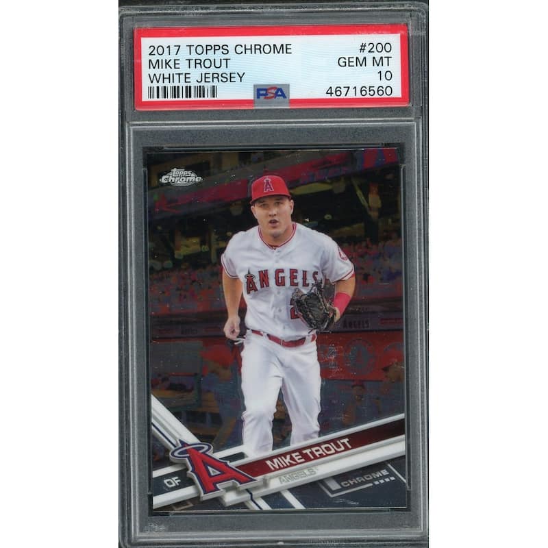 Mike Trout 2017 Topps Chrome White Jersey Baseball Card #200 Graded PSA 10 GEM MINT - 8'6" x 11'6"