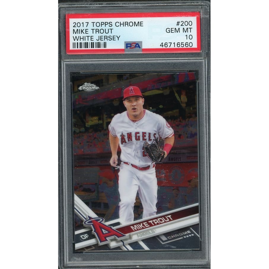 Mike Trout 2017 Topps Chrome White Jersey Baseball Card #200 Graded PSA 10 GEM MINT - 8'6" x 11'6"