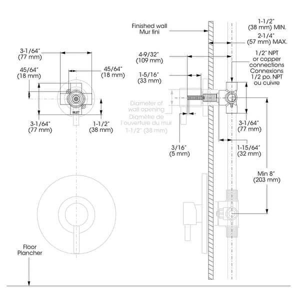 Belanger Adjustable 3-Way Shower Diverter Rough-In - Bed Bath & Beyond ...
